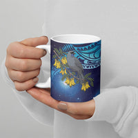 New Zealand Kokako Bird Ceramic Mug Kowhai Galaxy Style Polynesian Pattern LT22 - Polynesian Pride