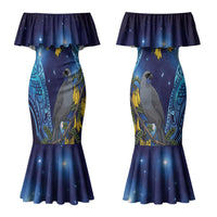 New Zealand Kokako Bird Couples Matching Mermaid Dress and Hawaiian Shirt Kowhai Galaxy Style Polynesian Pattern LT22 - Polynesian Pride