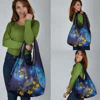 New Zealand Kokako Bird Grocery Bag Kowhai Galaxy Style Polynesian Pattern LT22 - Polynesian Pride