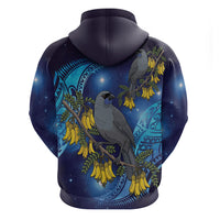 New Zealand Kokako Bird Hoodie Kowhai Galaxy Style Polynesian Pattern LT22 - Polynesian Pride