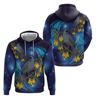 New Zealand Kokako Bird Hoodie Kowhai Galaxy Style Polynesian Pattern LT22 - Polynesian Pride