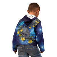 New Zealand Kokako Bird Kid Hoodie Kowhai Galaxy Style Polynesian Pattern LT22 - Polynesian Pride