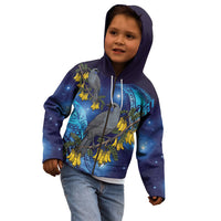 New Zealand Kokako Bird Kid Hoodie Kowhai Galaxy Style Polynesian Pattern LT22 - Polynesian Pride