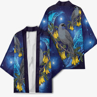 New Zealand Kokako Bird Kimono Kowhai Galaxy Style Polynesian Pattern LT22 - Polynesian Pride