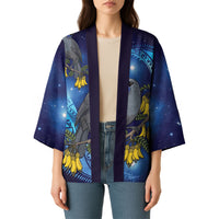 New Zealand Kokako Bird Kimono Kowhai Galaxy Style Polynesian Pattern LT22 - Polynesian Pride
