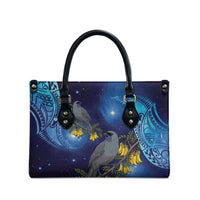 New Zealand Kokako Bird Leather Bag Kowhai Galaxy Style Polynesian Pattern LT22 - Polynesian Pride