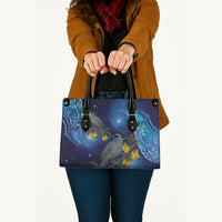 New Zealand Kokako Bird Leather Bag Kowhai Galaxy Style Polynesian Pattern LT22 - Polynesian Pride