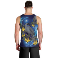 New Zealand Kokako Bird Men Tank Top Kowhai Galaxy Style Polynesian Pattern LT22 - Polynesian Pride