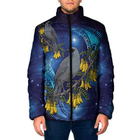 New Zealand Kokako Bird Padded Jacket Kowhai Galaxy Style Polynesian Pattern LT22 Men Blue - Polynesian Pride