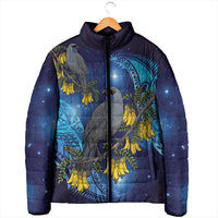 New Zealand Kokako Bird Padded Jacket Kowhai Galaxy Style Polynesian Pattern LT22 - Polynesian Pride