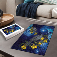 New Zealand Kokako Bird Puzzle Kowhai Galaxy Style Polynesian Pattern LT22 - Polynesian Pride