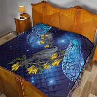 New Zealand Kokako Bird Quilt Kowhai Galaxy Style Polynesian Pattern LT22 - Polynesian Pride