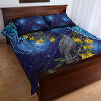 New Zealand Kokako Bird Quilt Bed Set Kowhai Galaxy Style Polynesian Pattern LT22 - Polynesian Pride