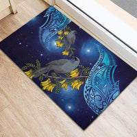 New Zealand Kokako Bird Rubber Doormat Kowhai Galaxy Style Polynesian Pattern LT22 - Polynesian Pride
