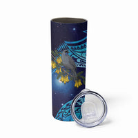 New Zealand Kokako Bird Skinny Tumbler Kowhai Galaxy Style Polynesian Pattern LT22 - Polynesian Pride