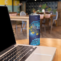 New Zealand Kokako Bird Skinny Tumbler Kowhai Galaxy Style Polynesian Pattern LT22 - Polynesian Pride