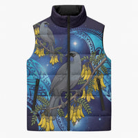 New Zealand Kokako Bird Sleeveless Puffer Jacket Kowhai Galaxy Style Polynesian Pattern LT22 Unisex Blue - Polynesian Pride