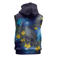 New Zealand Kokako Bird Sleeveless Zip Hoodie Kowhai Galaxy Style Polynesian Pattern LT22 - Polynesian Pride