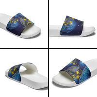 New Zealand Kokako Bird Slide Sandals Kowhai Galaxy Style Polynesian Pattern LT22 - Polynesian Pride