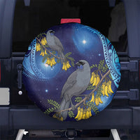 New Zealand Kokako Bird Spare Tire Cover Kowhai Galaxy Style Polynesian Pattern LT22 No hole Blue - Polynesian Pride