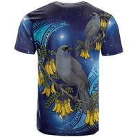 New Zealand Kokako Bird T Shirt Kowhai Galaxy Style Polynesian Pattern LT22 - Polynesian Pride