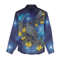 New Zealand Kokako Bird Women Casual Shirt Kowhai Galaxy Style Polynesian Pattern LT22 - Polynesian Pride