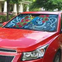 New Zealand Father's Day Auto Sun Shade Best Dad Trophy Red Rose Maori Pattern LT22 - Polynesian Pride
