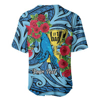 Personalised New Zealand Father's Day Baseball Jersey Best Dad Trophy Red Rose Maori Pattern LT22 - Polynesian Pride