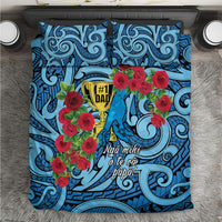 New Zealand Father's Day Bedding Set Best Dad Trophy Red Rose Maori Pattern LT22 Blue - Polynesian Pride