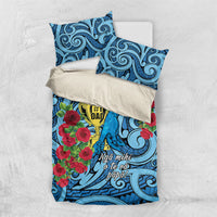 New Zealand Father's Day Bedding Set Best Dad Trophy Red Rose Maori Pattern LT22 US Twin 172cm x 218cm Blue - Polynesian Pride