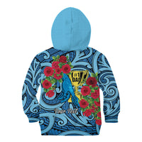 Personalised New Zealand Father's Day Kid Hoodie Best Dad Trophy Red Rose Maori Pattern LT22 - Polynesian Pride