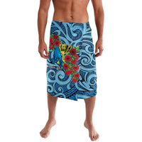 Personalised New Zealand Father's Day Lavalava Best Dad Trophy Red Rose Maori Pattern LT22 Blue - Polynesian Pride