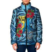 Personalised New Zealand Father's Day Padded Jacket Best Dad Trophy Red Rose Maori Pattern LT22 Men Blue - Polynesian Pride