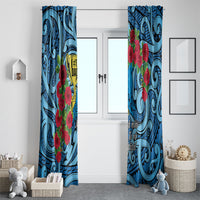 New Zealand Father's Day Window Curtain Best Dad Trophy Red Rose Maori Pattern LT22 - Polynesian Pride