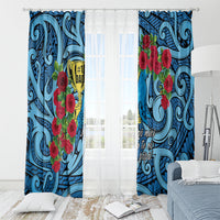 New Zealand Father's Day Window Curtain Best Dad Trophy Red Rose Maori Pattern LT22 - Polynesian Pride