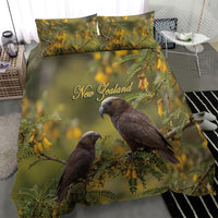 New Zealand Kaka Bird Bedding Set Kowhai Flower Landscape Style LT22 - Polynesian Pride