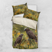 New Zealand Kaka Bird Bedding Set Kowhai Flower Landscape Style LT22 US Twin 172cm x 218cm Green - Polynesian Pride