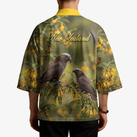New Zealand Kaka Bird Kimono Kowhai Flower Landscape Style