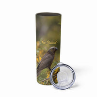 New Zealand Kaka Bird Skinny Tumbler Kowhai Flower Landscape Style