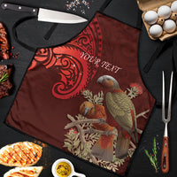 New Zealand Kaka Bird Personalised Apron Pohutukawa Matariki Maori Pattern LT22 Red - Polynesian Pride