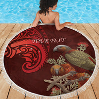 New Zealand Kaka Bird Personalised Beach Blanket Pohutukawa Matariki Maori Pattern LT22 - Polynesian Pride
