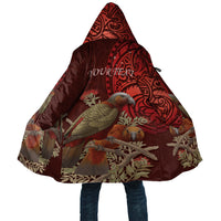New Zealand Kaka Bird Personalised Cloak Pohutukawa Matariki Maori Pattern LT22 Unisex Red - Polynesian Pride