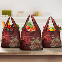 New Zealand Kaka Bird Personalised Grocery Bag Pohutukawa Matariki Maori Pattern