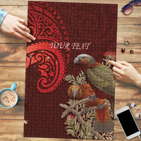 New Zealand Kaka Bird Personalised Puzzle Pohutukawa Matariki Maori Pattern LT22 Red - Polynesian Pride