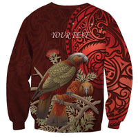 New Zealand Kaka Bird Personalised Sweatshirt Pohutukawa Matariki Maori Pattern LT22 - Polynesian Pride