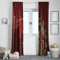 New Zealand Kaka Bird Personalised Window Curtain Pohutukawa Matariki Maori Pattern