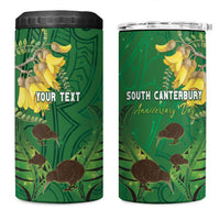Personalised South Canterbury Anniversary Day 4 in 1 Can Cooler Tumbler Kiwi Kowhai Silver Fern Maori Pattern LT22 One Size: 16 oz Green - Polynesian Pride