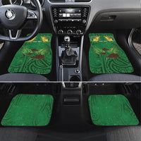 Personalised South Canterbury Anniversary Day Car Mats Kiwi Kowhai Silver Fern Maori Pattern LT22 Set 4pcs Green - Polynesian Pride