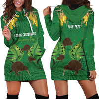 Personalised South Canterbury Anniversary Day Hoodie Dress Kiwi Kowhai Silver Fern Maori Pattern LT22 - Polynesian Pride