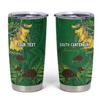 Personalised South Canterbury Anniversary Day Tumbler Cup Kiwi Kowhai Silver Fern Maori Pattern LT22 Green - Polynesian Pride